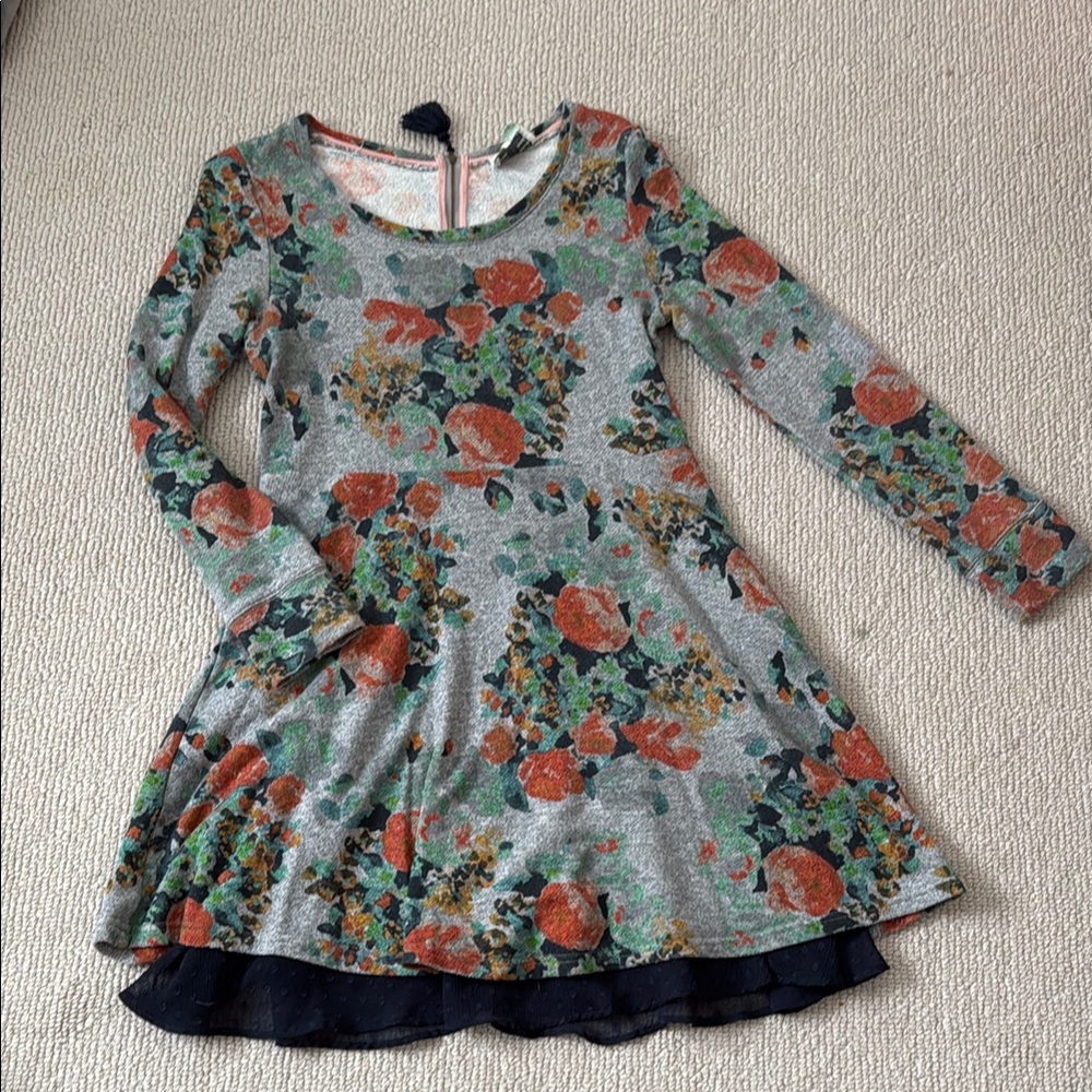 Anthro Floral Long Sleeve Dress with zip back
